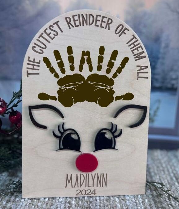 Baby's first Christmas, Reindeer Handprint Antler Sign, Baby's first Christmas keepsake, Keepsake Handprint decor, Christmas Decor for Kids