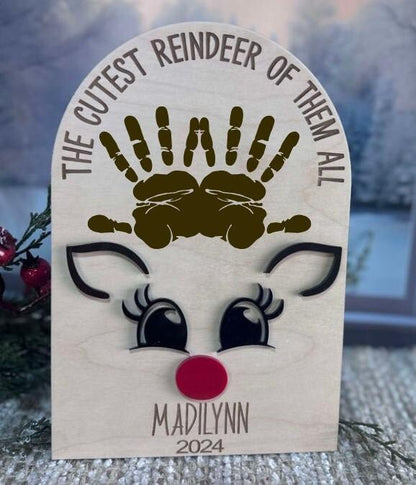 Baby's first Christmas, Reindeer Handprint Antler Sign, Baby's first Christmas keepsake, Keepsake Handprint decor, Christmas Decor for Kids