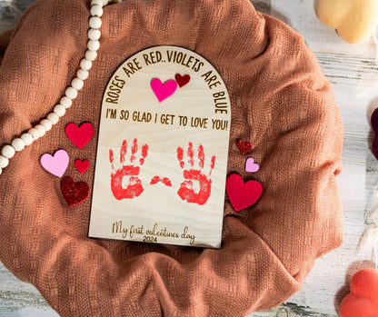 Baby's First Valentines Day Plaque, Valentines Day Baby Craft, Love Plaque for DIY Handprint, Baby's First Gift, Valentines Day Decor