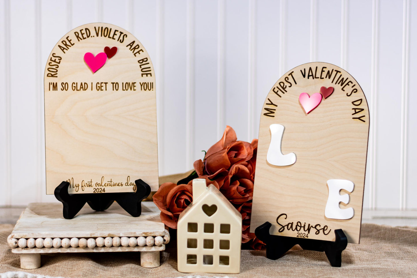 Baby's First Valentines Day Plaque, Valentines Day Baby Craft, Love Plaque for DIY Handprint, Baby's First Gift, Valentines Day Decor