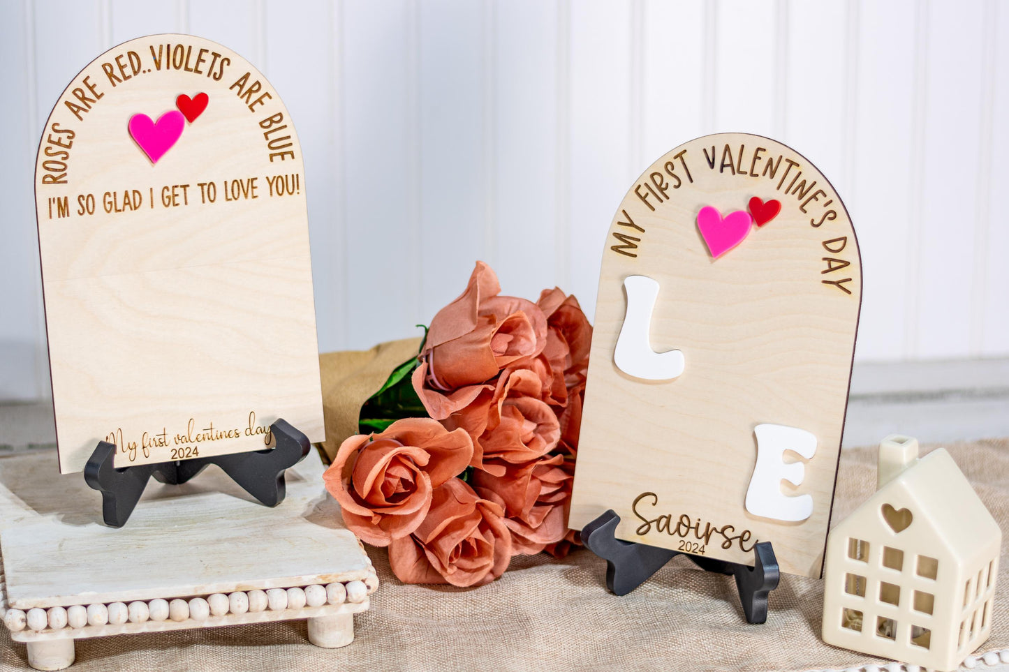 Baby's First Valentines Day Plaque, Valentines Day Baby Craft, Love Plaque for DIY Handprint, Baby's First Gift, Valentines Day Decor