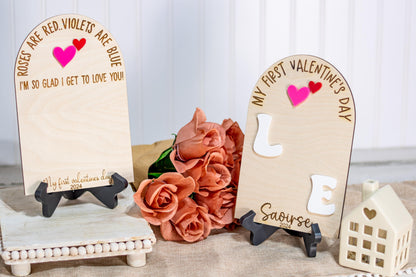 Baby's First Valentines Day Plaque, Valentines Day Baby Craft, Love Plaque for DIY Handprint, Baby's First Gift, Valentines Day Decor