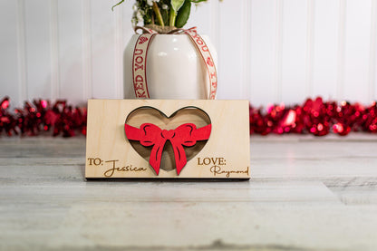Valentines Day Cash Money Holder, Wood Money Holder For Valentines Day