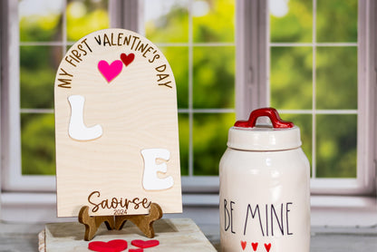 Baby's First Valentines Day Plaque, Valentines Day Baby Craft, Love Plaque for DIY Handprint, Baby's First Gift, Valentines Day Decor