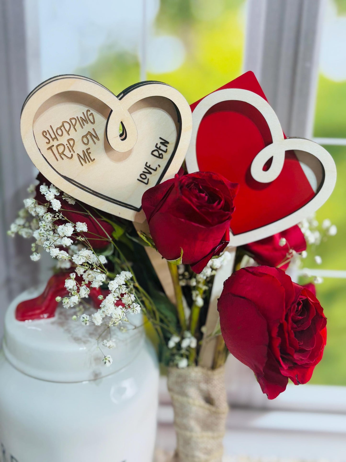 Valentines Day Gift Card Holder Plant Stake, Gift Card Holder, Gift Card Plant Stake Holder, Anniversary Gift for Her, Birthday Gift for Her