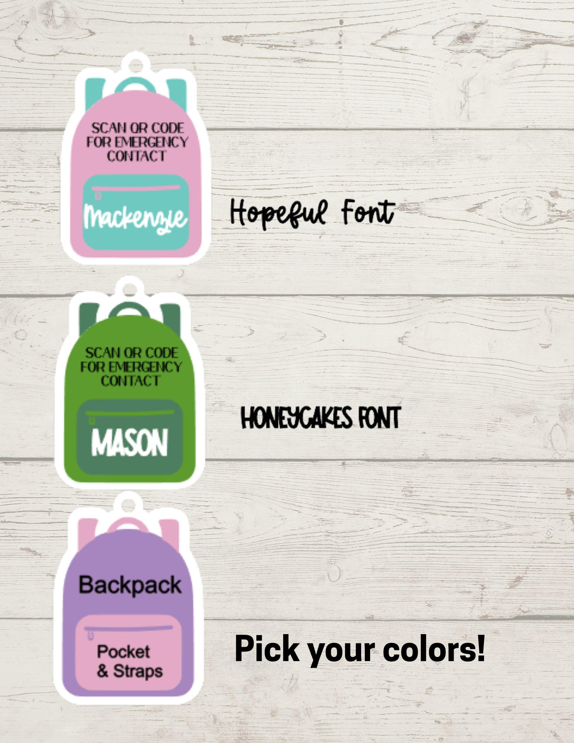 Emergency Contact Keychain with Scannable QR Code, Medical ID, ICE Tag, Emergency Contact Info, Back to School, Personalized backpack tag