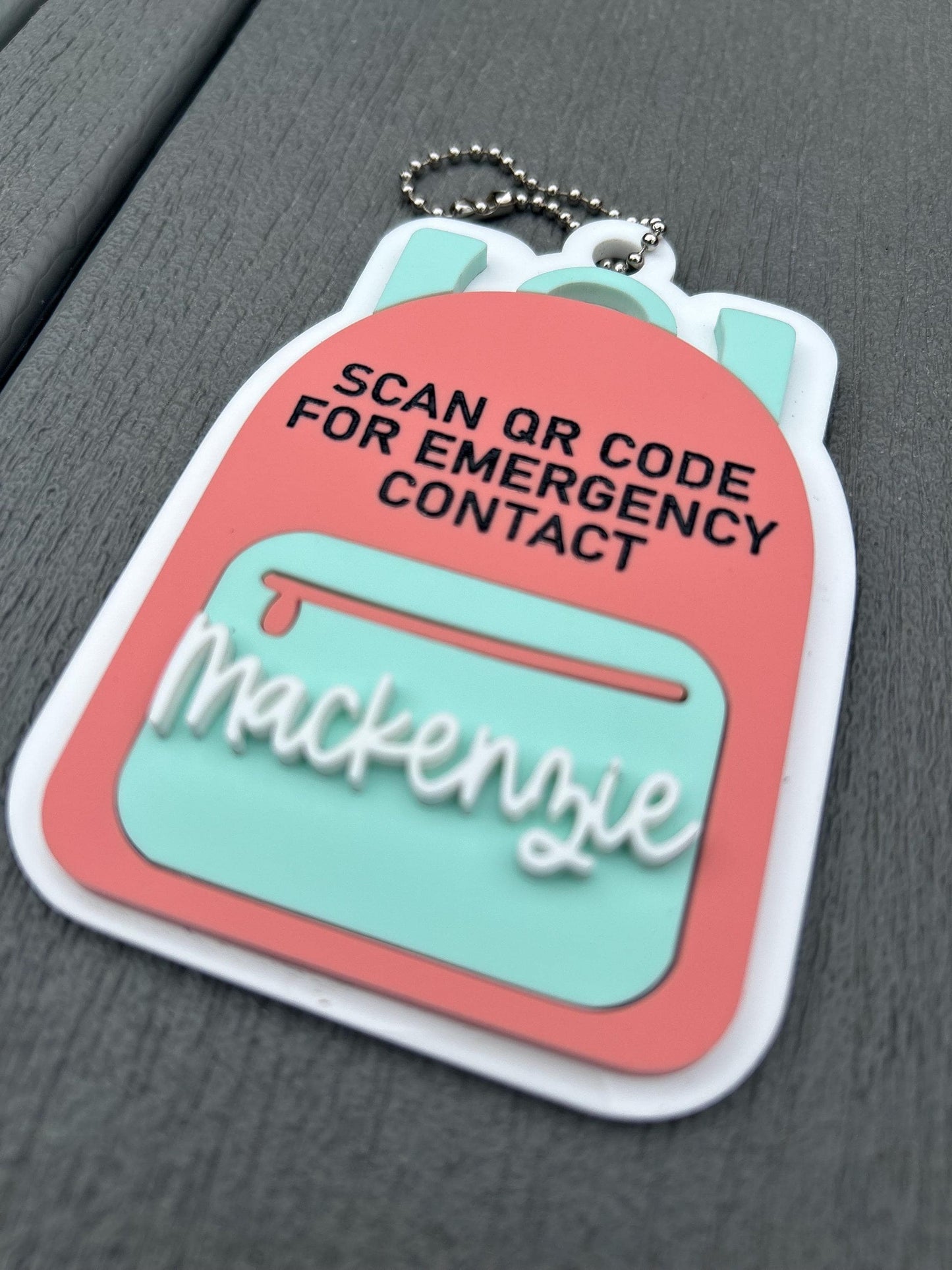Emergency Contact Keychain with Scannable QR Code, Medical ID, ICE Tag, Emergency Contact Info, Back to School, Personalized backpack tag