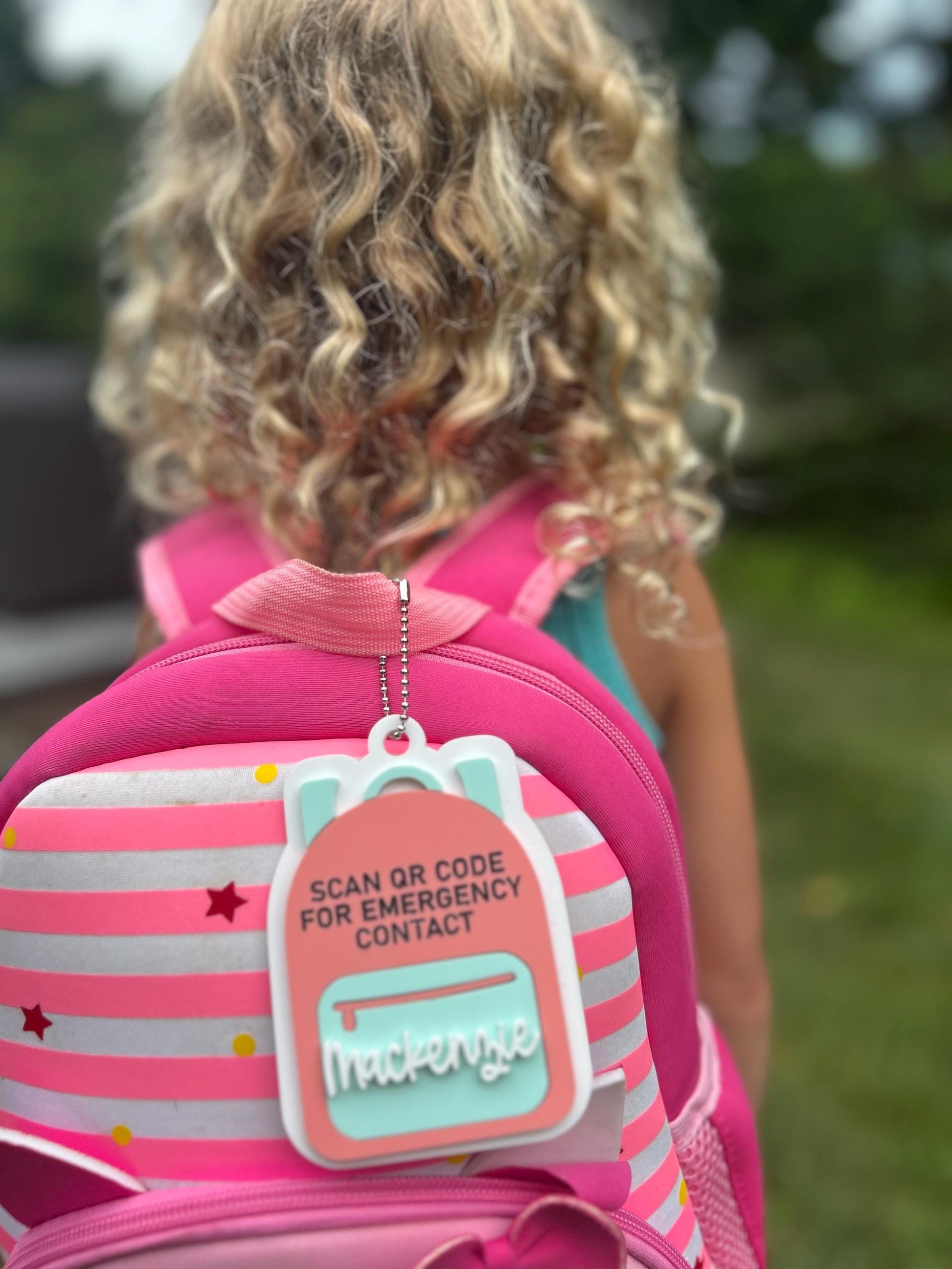 Emergency Contact Keychain with Scannable QR Code, Medical ID, ICE Tag, Emergency Contact Info, Back to School, Personalized backpack tag