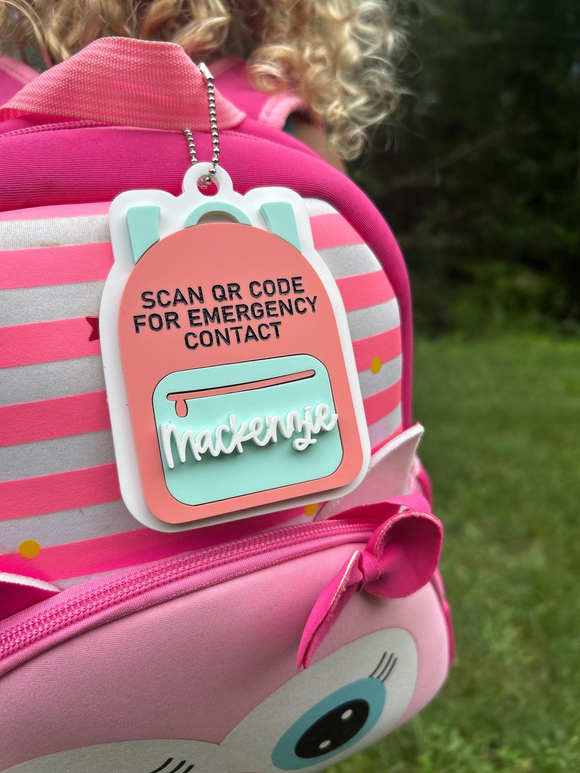 Emergency Contact Keychain with Scannable QR Code, Medical ID, ICE Tag, Emergency Contact Info, Back to School, Personalized backpack tag
