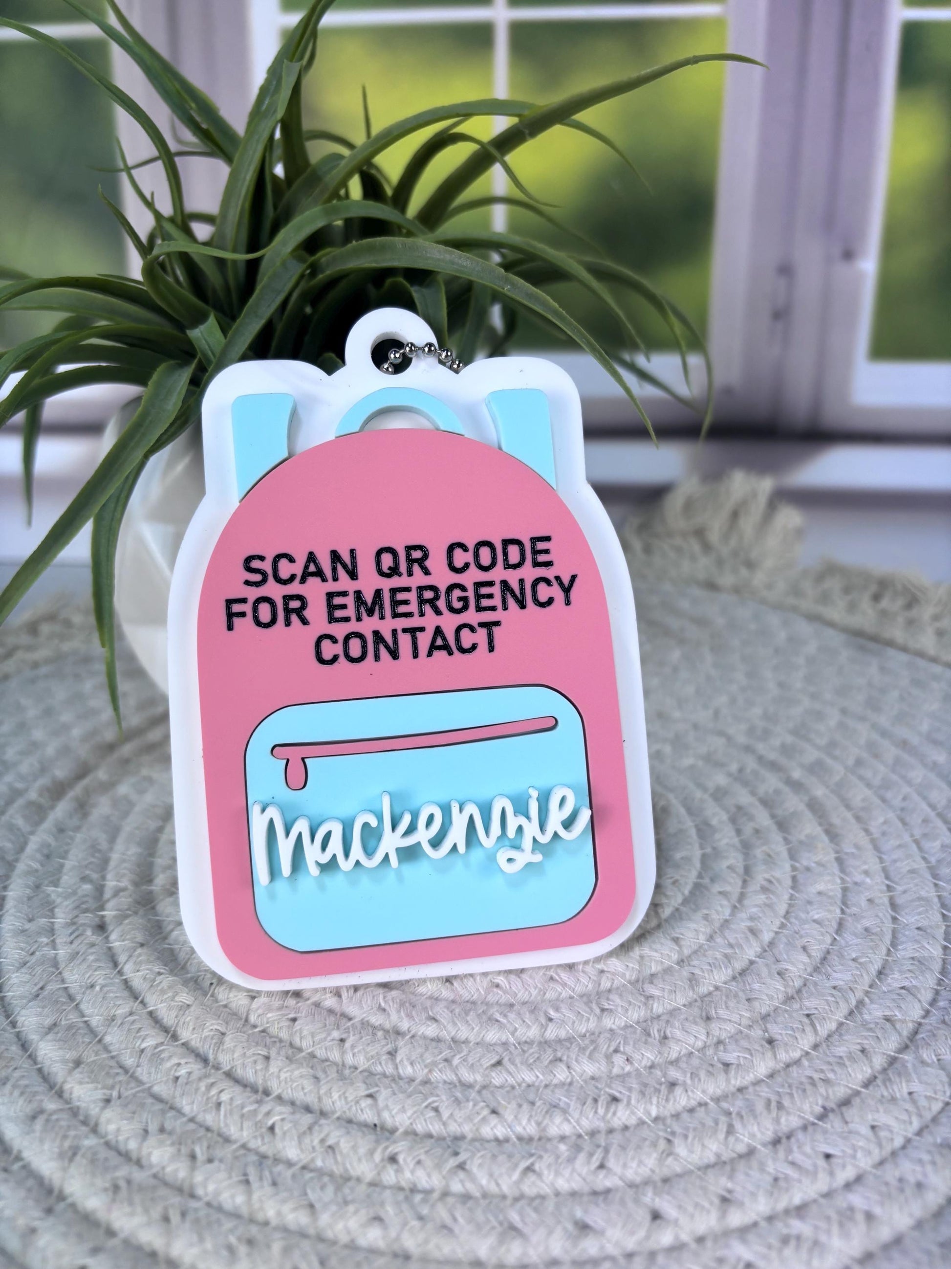 Emergency Contact Keychain with Scannable QR Code, Medical ID, ICE Tag, Emergency Contact Info, Back to School, Personalized backpack tag