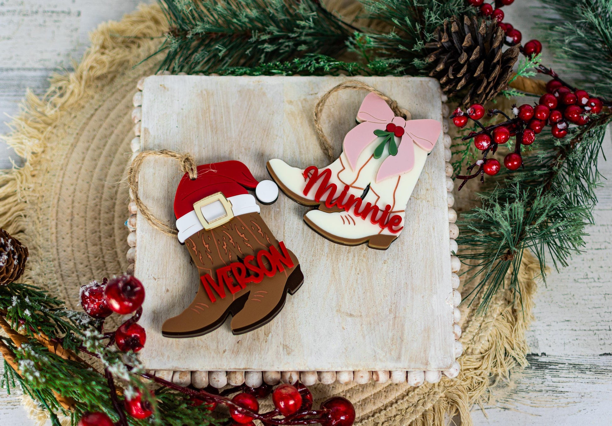 Cowboy Christmas Ornament, Boot Holiday Ornament, Cowgirl Ornament, Western Boot Ornament, Ornament for a Country Lover, Country Lover Gift