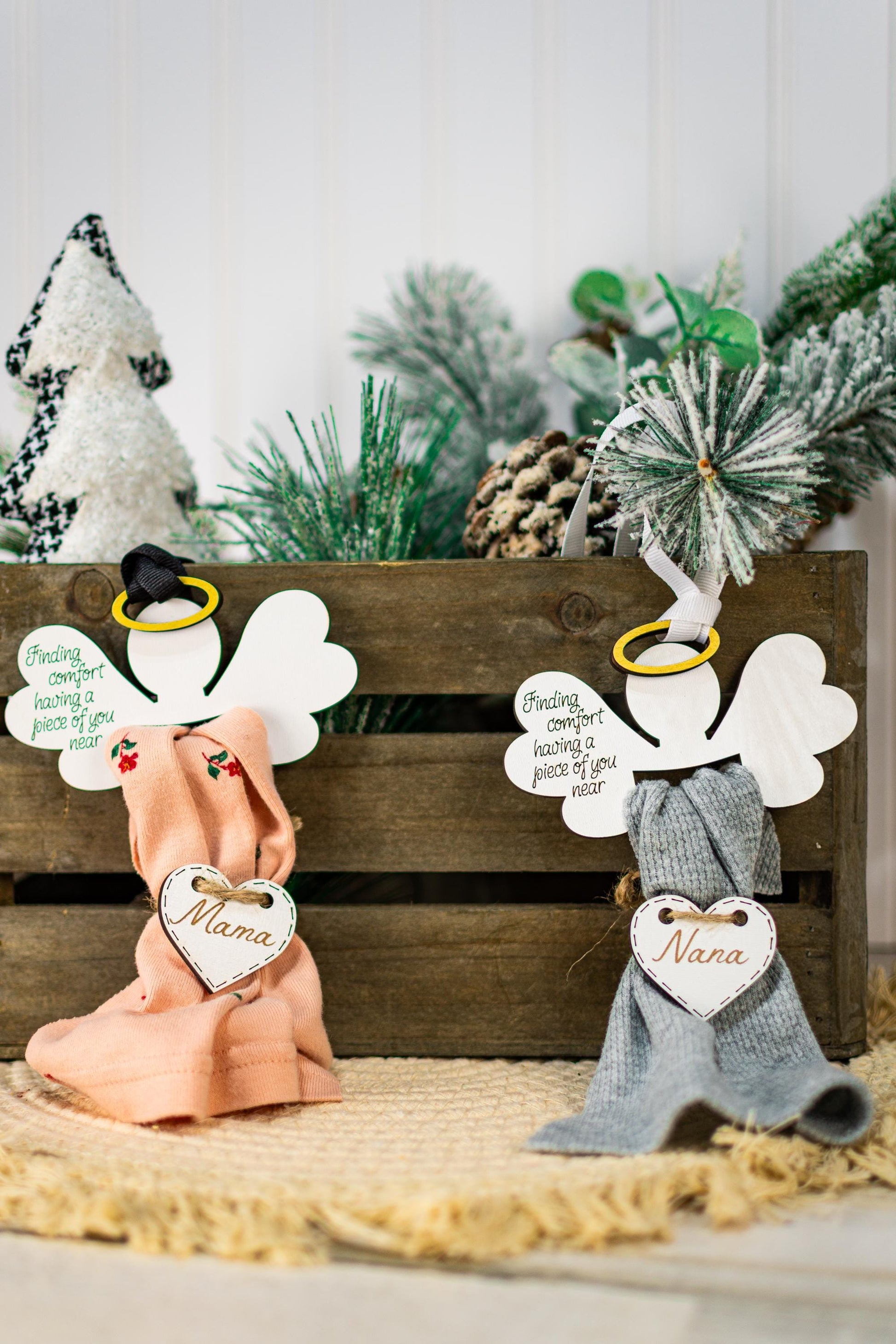 Heirloom memorial fabric ornament, Christmas in Heaven, Angel Ornament, Bereavement Gift for Loss Loved one, Angel Memorial Gift