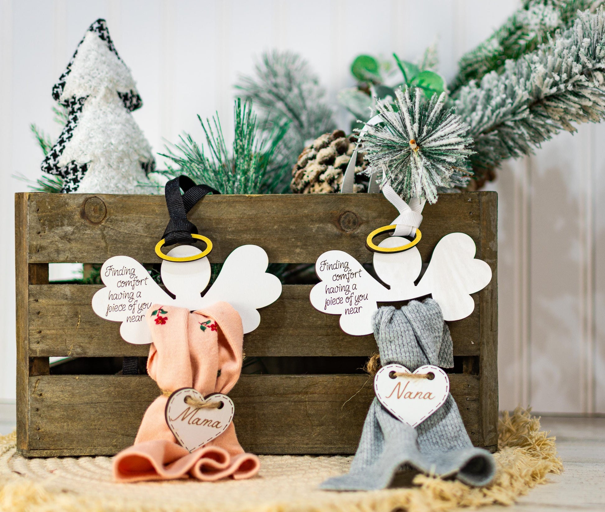 Heirloom memorial fabric ornament, Christmas in Heaven, Angel Ornament, Bereavement Gift for Loss Loved one, Angel Memorial Gift