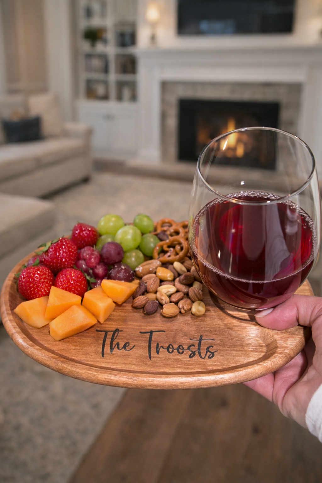 Individual Charcuterie Tray, Wine Snack Tray, Charcuterie Board, Beverage Tray Holder