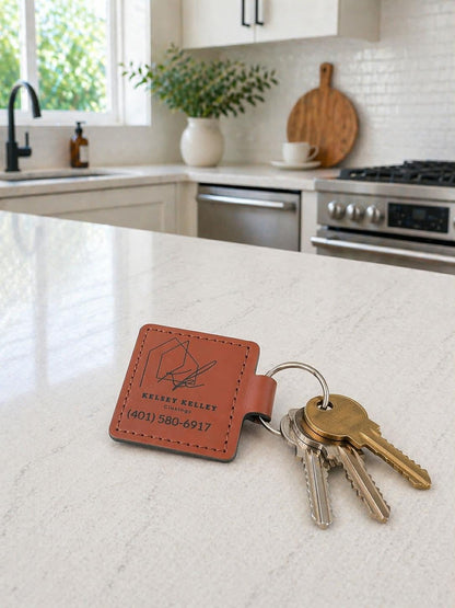 Personalized Leatherette Realtor Keychain | Real Estate Closing Gift | Engraved Leather Keychain | Realtor Client Gift | New Homeowner Gift