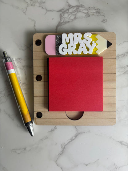 Personalized Teacher Gift, Desk Note Holder, Teacher Appreciation Gift, Classroom Supplies, End of year gift, Classroom Gift