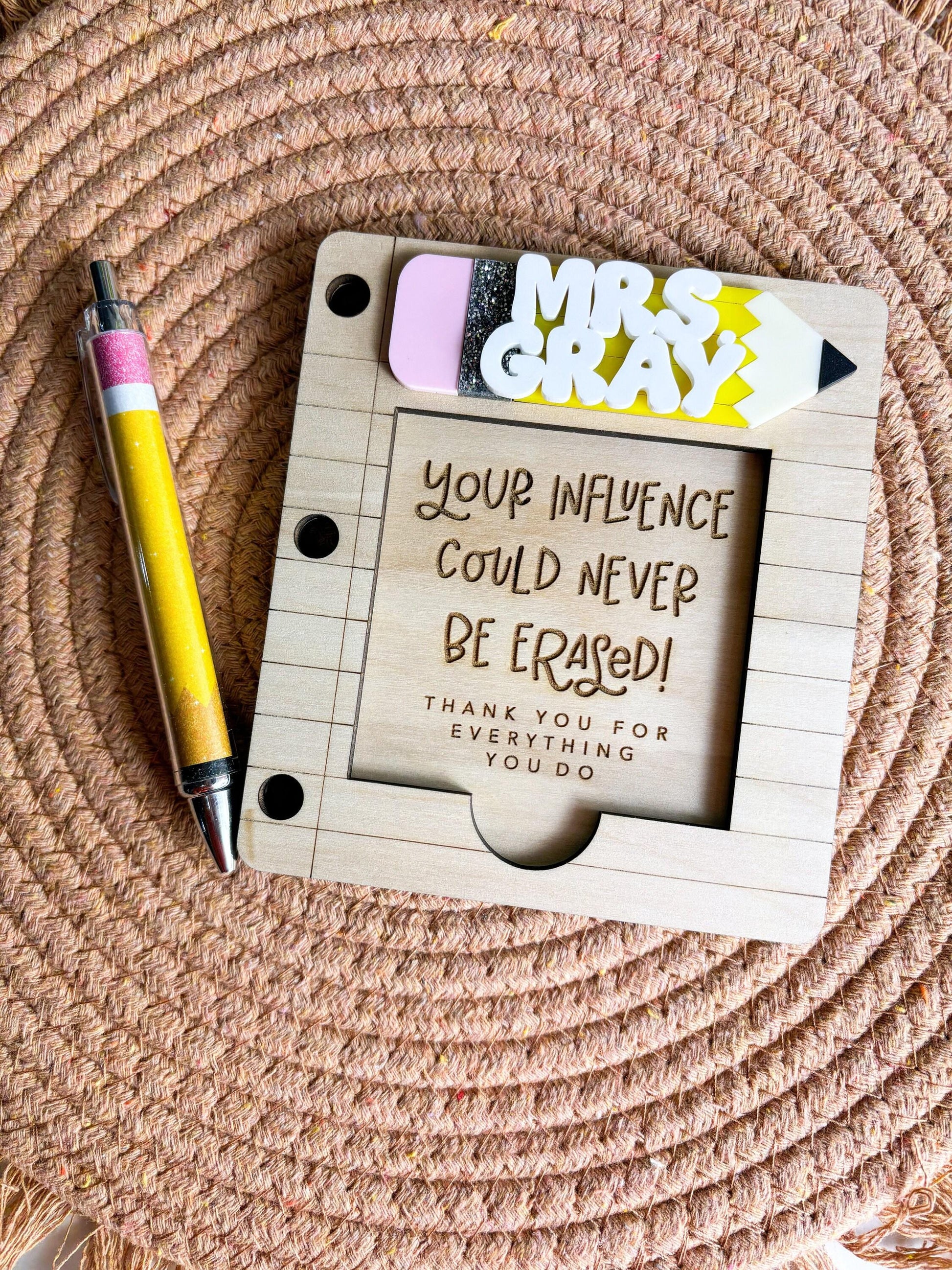 Personalized Teacher Gift, Desk Note Holder, Teacher Appreciation Gift, Classroom Supplies, End of year gift, Classroom Gift