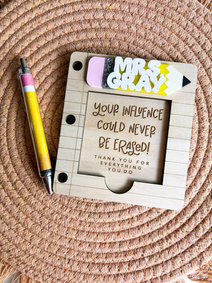Personalized Teacher Gift, Desk Note Holder, Teacher Appreciation Gift, Classroom Supplies, End of year gift, Classroom Gift