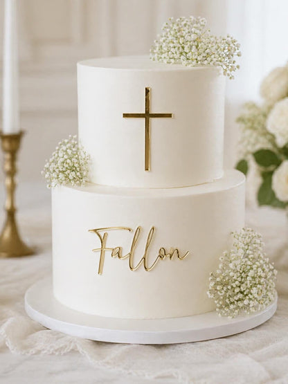 Mirror Cake Topper Charm for Baptism| First Communion Cake Topper| Gold Cake Charm | Acrylic Cake Charm for Baptism and Communion | Blessing