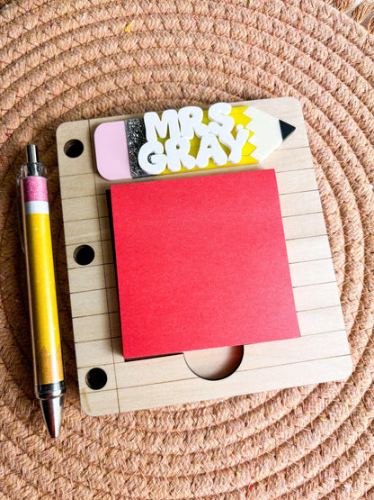 Personalized Teacher Gift, Desk Note Holder, Teacher Appreciation Gift, Classroom Supplies, End of year gift, Classroom Gift