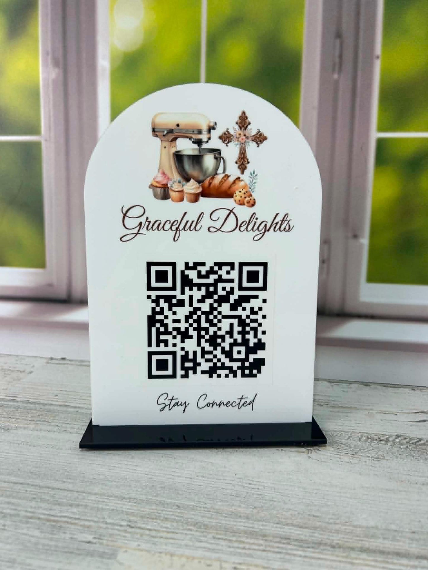 Acrylic QR Code Sign, Scan to Pay Sign, Social Media Following Sign, Small Business QR Sign, Connect with Us Sign, Register Stand Sign