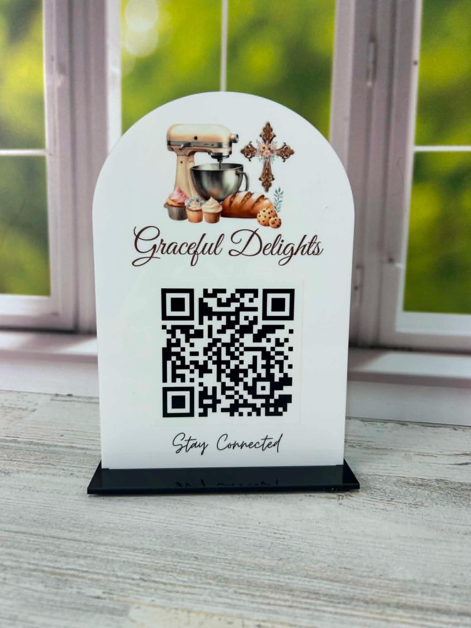 Acrylic QR Code Sign, Scan to Pay Sign, Social Media Following Sign, Small Business QR Sign, Connect with Us Sign, Register Stand Sign