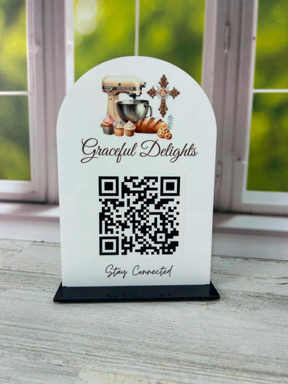 Acrylic QR Code Sign, Scan to Pay Sign, Social Media Following Sign, Small Business QR Sign, Connect with Us Sign, Register Stand Sign