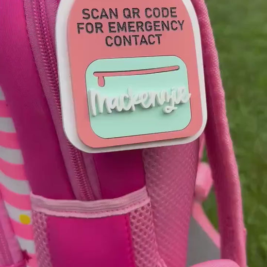 Emergency Contact Keychain with Scannable QR Code, Medical ID, ICE Tag, Emergency Contact Info, Back to School, Personalized backpack tag