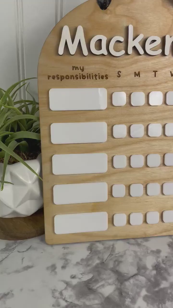 Chore Chart, Chore Board | Kids Wooden Dry Erase Chore Chart | Kids Reward Chart | Children's Custom Reward Chore Checklist