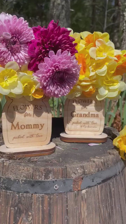 Mother's Day Flower Holder, Flower Stand | Wooden Mother's Day Flower Picker | Custom Mother's Day Gift