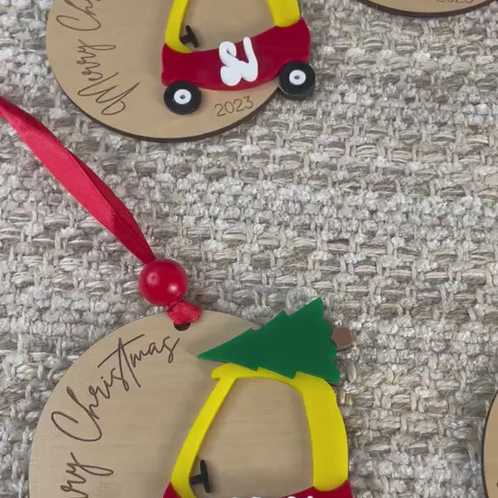 Kids Ornament, First Christmas, Cozy Coupe