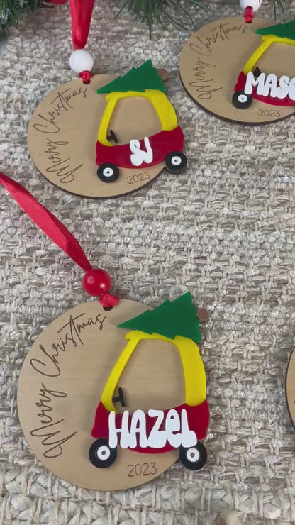 Kids Ornament, First Christmas, Cozy Coupe